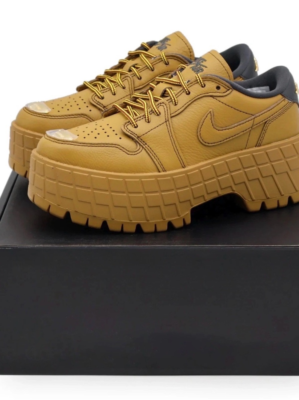 Nike Chunky Platform Leather Sneakers in Mustard Yellow